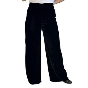 Heidi Weisel Womens Wide Leg‎ Black Silk Velvet Pants Size 8 Fully Lined Holiday